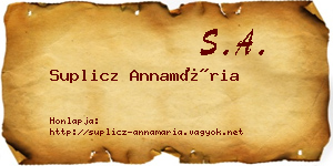 Suplicz Annamária névjegykártya